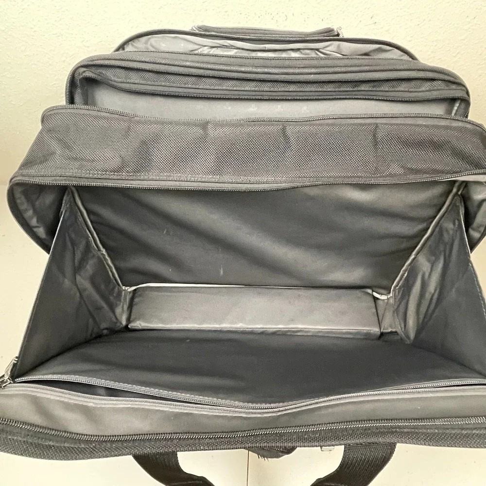 TUMI Alpha Wheeled Briefcase 26103D4 Black Nylon Expandable Rolling Laptop Bag